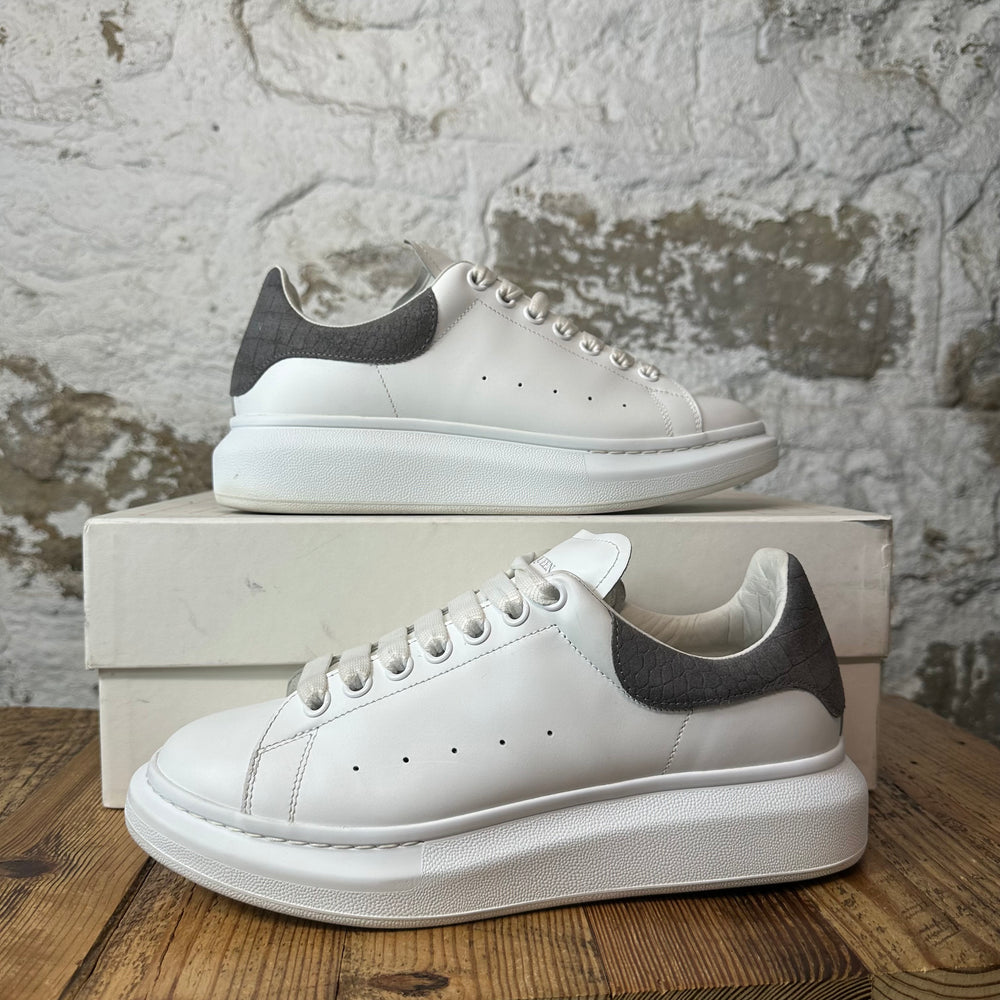 Alexander McQueen Grey Croc Suede Tab White Sneaker Sz 8 (41)