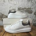 Alexander McQueen Grey Croc Suede Tab White Sneaker Sz 8 (41)