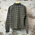 Vale Purple Green Rhinestone Button Up Flannel Sz S