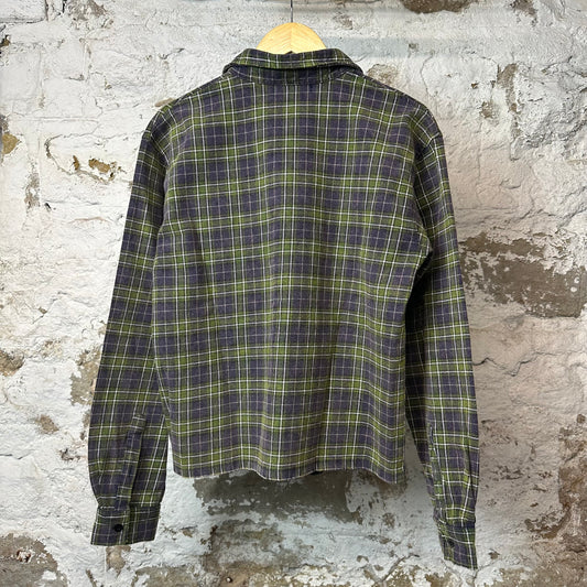 Vale Purple Green Rhinestone Button Up Flannel Sz S