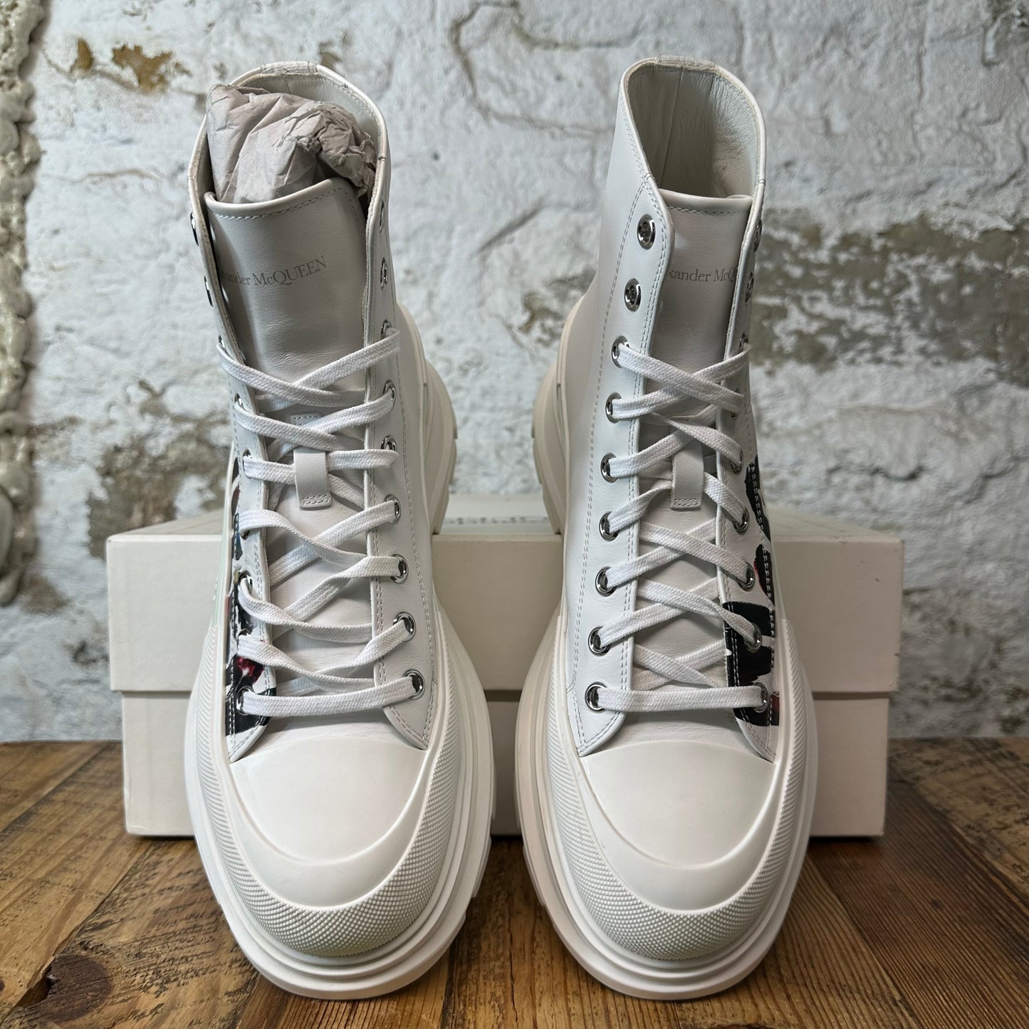 Alexander McQueen High Grafitti Spell White Tread Boot Sz 11 (44)