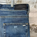 Amiri MX1 Orange Suede Dark Blue Denim Jeans Sz 33