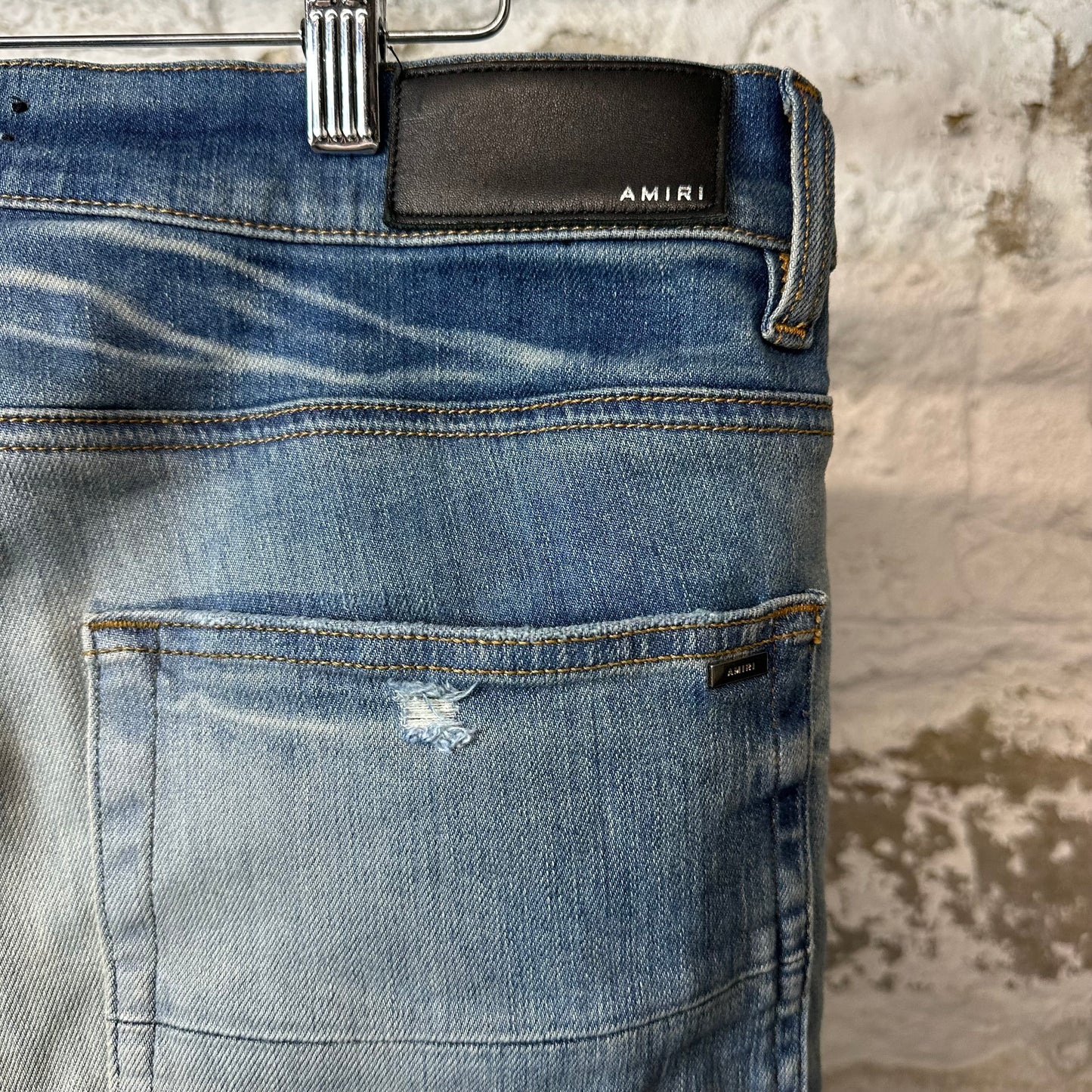 Amiri MX1 Sky Blue Cream Blue Denim Jeans Sz 34