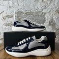 Prada Americas Cup Navy Patent Grey White Sneaker Sz 6