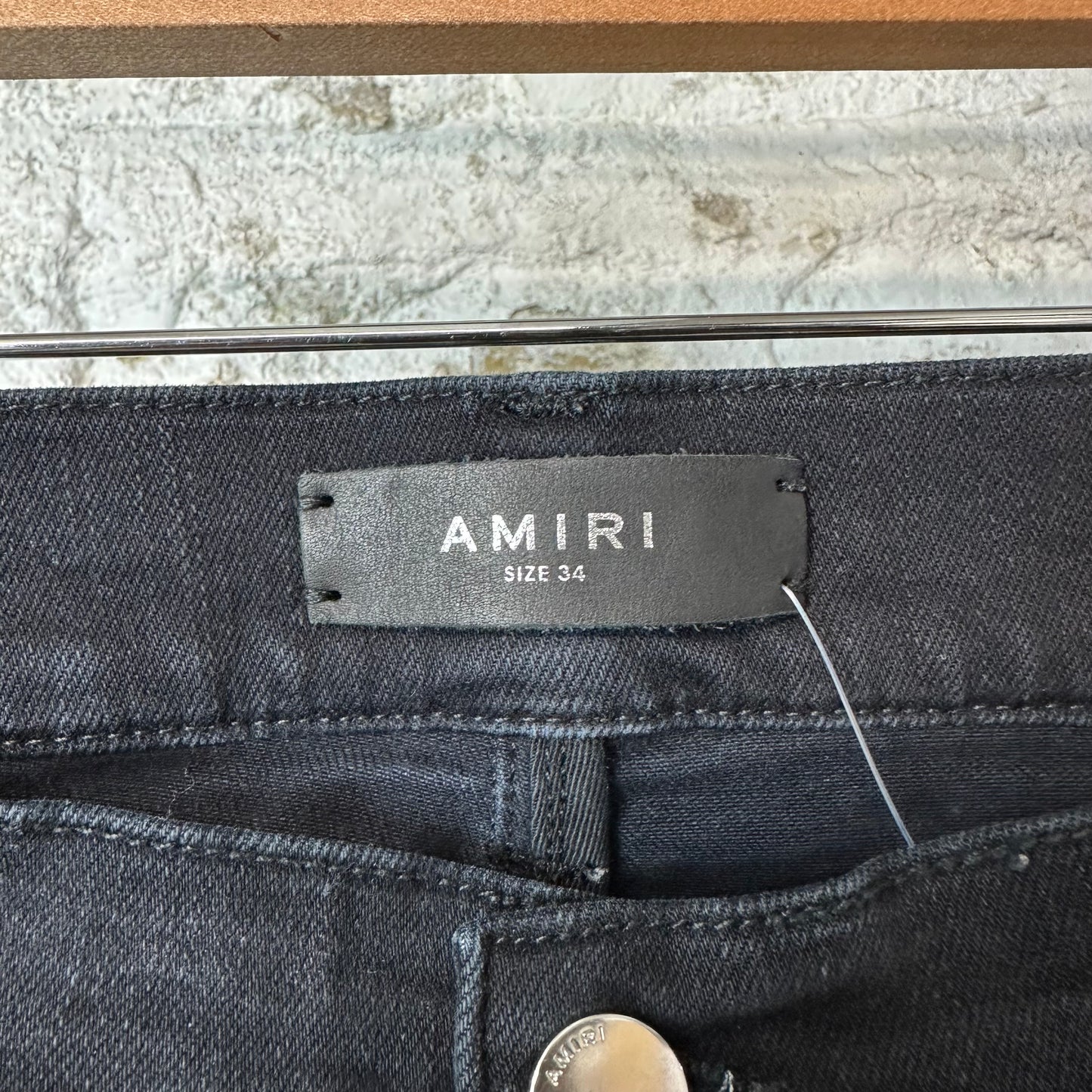 Amiri MX1 Brown Plaid Flannel Black Denim Jeans Sz 34