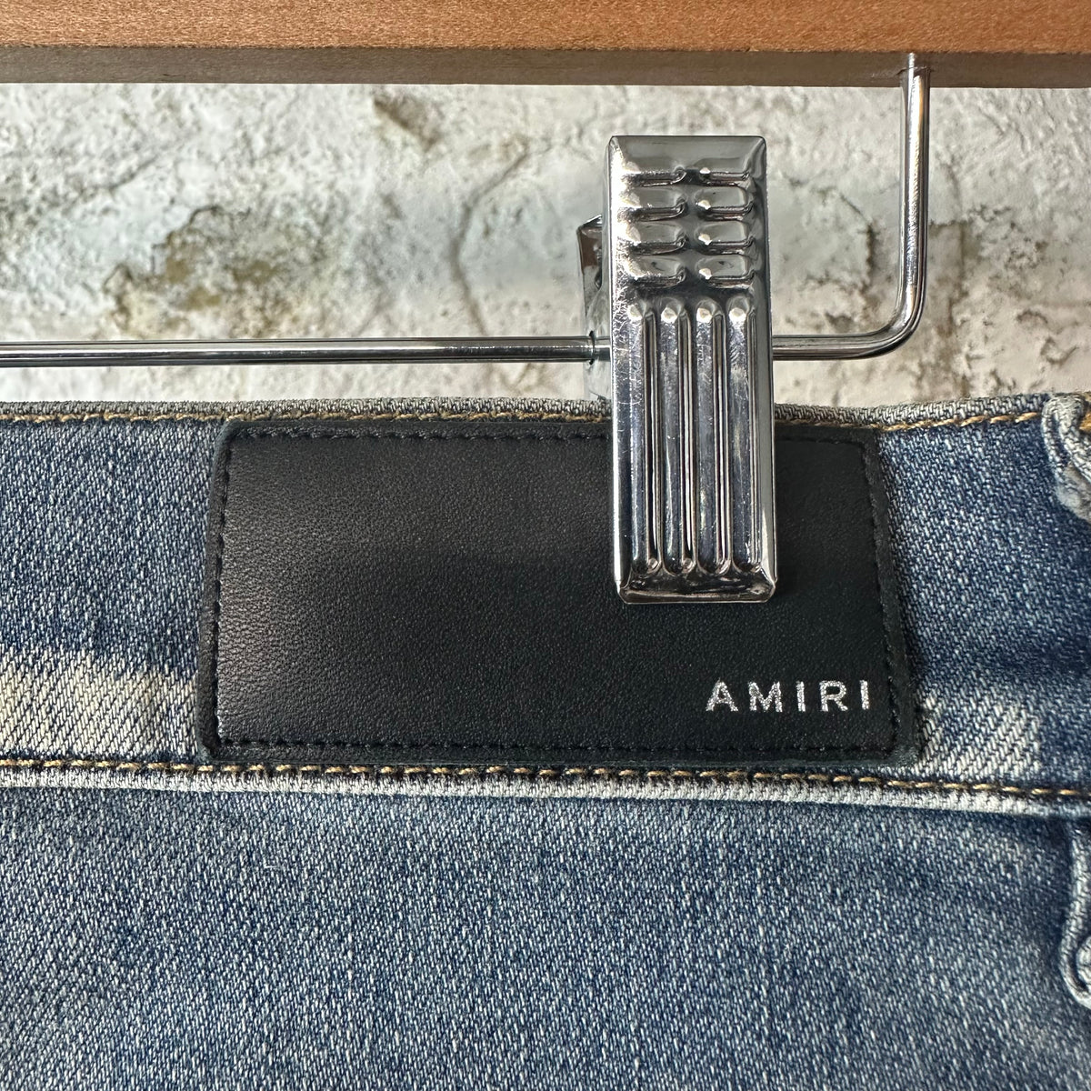 Amiri MX1 Yellow Suede Dirty Blue Denim Jeans Sz 30