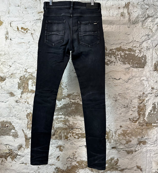 Amiri MX1 Camo Patch Black Deniim Jeans Sz 30