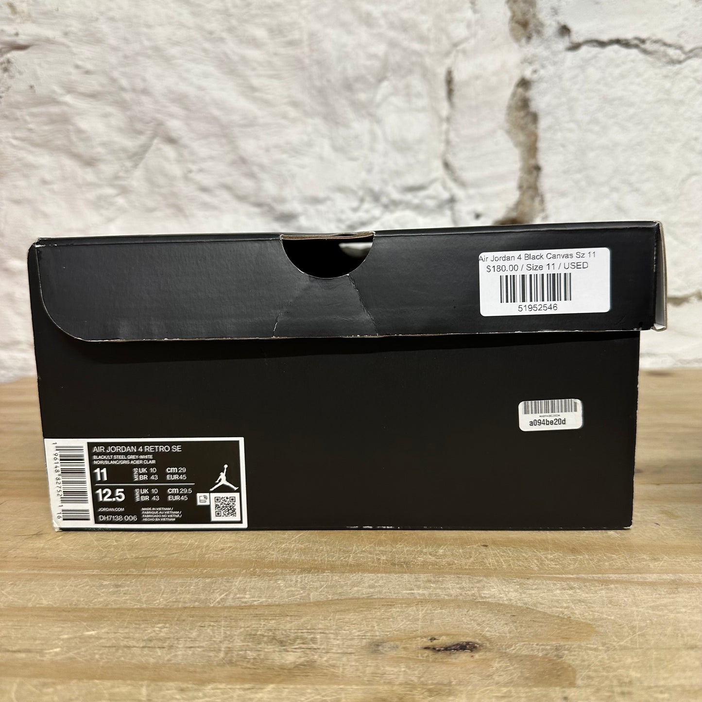 Air Jordan 4 Black Canvas Sz 11