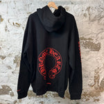 Chrome Hearts Red Horseshoe Pullover Hoodie Black Sz XXL