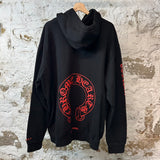 Chrome Hearts Red Horseshoe Pullover Hoodie Black Sz XXL