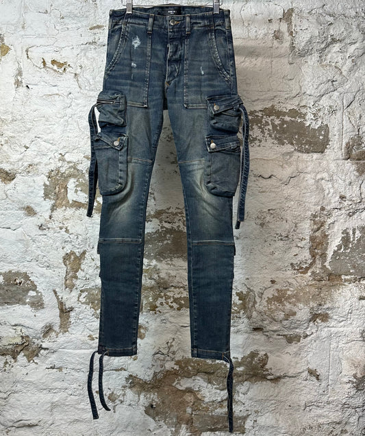 Amiri Dark Blue Cargo Denim Jeans Sz 30