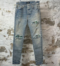 Amiri MX1 Green Plaid Blue Denim Jeans Sz 34