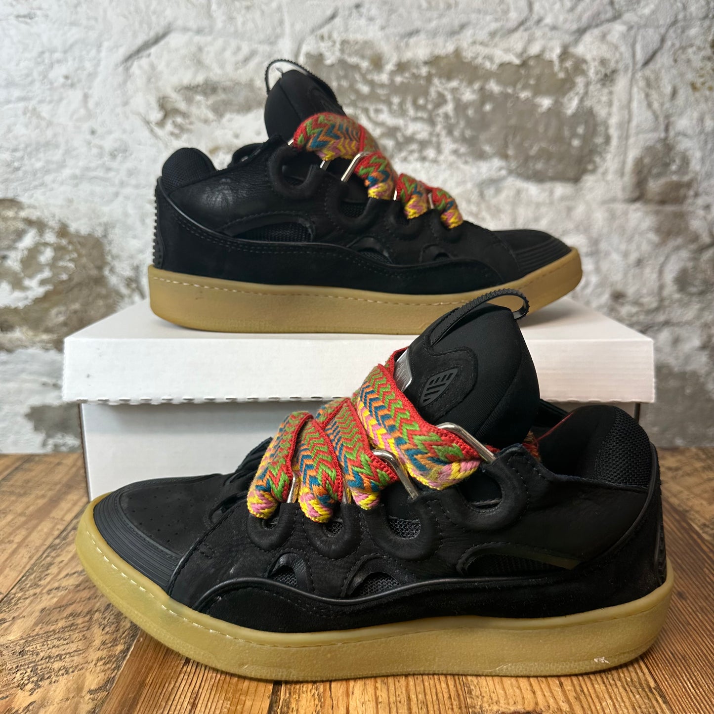 Lanvin Curb Multicolor Lace Black Sneaker Sz 10 (43)