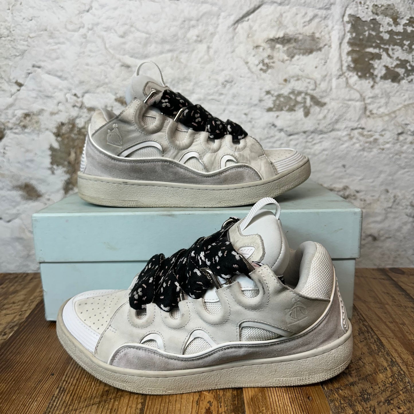 Lanvin Curb Black White Lace Gray Sneaker Sz 9 (42)