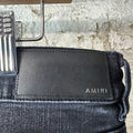 Amiri MX1 Brown Suede Faded Black Denim Jeans Sz 38