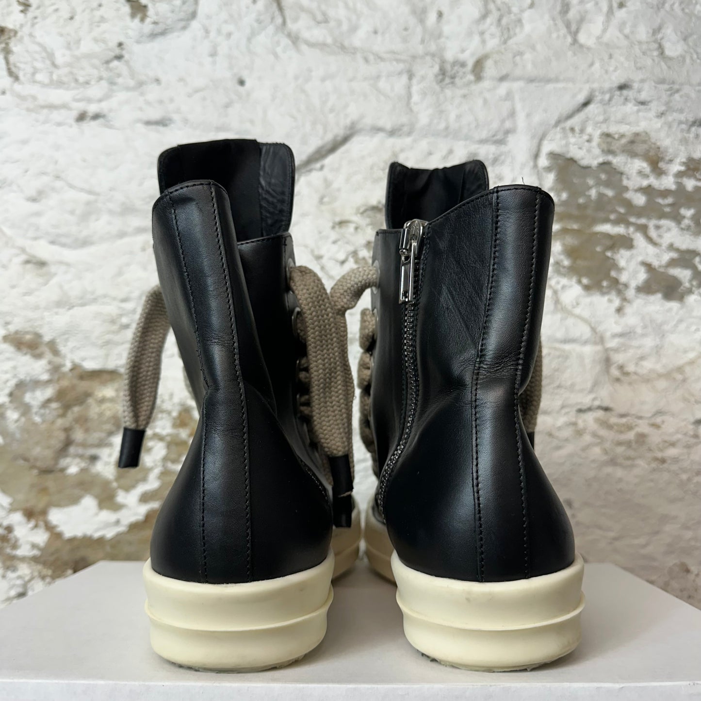 Rick Owens High TVHKB Jumbo Lace Black Milk Sneaker Sz 8.5 (41.5)