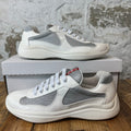 Prada Americas Cup White Patent Grey White Sneaker Sz 8.5