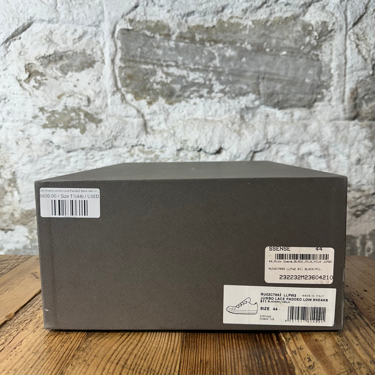 Rick Owens Jumbo Lace Padded Black Milk Sneaker Sz 11 (44)
