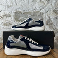 Prada Americas Cup Navy Patent Grey White Sneaker Sz 6