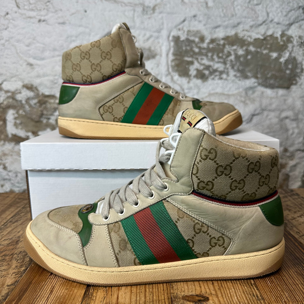 Gucci High Beige GG Monogram Screener Sneaker Sz 9