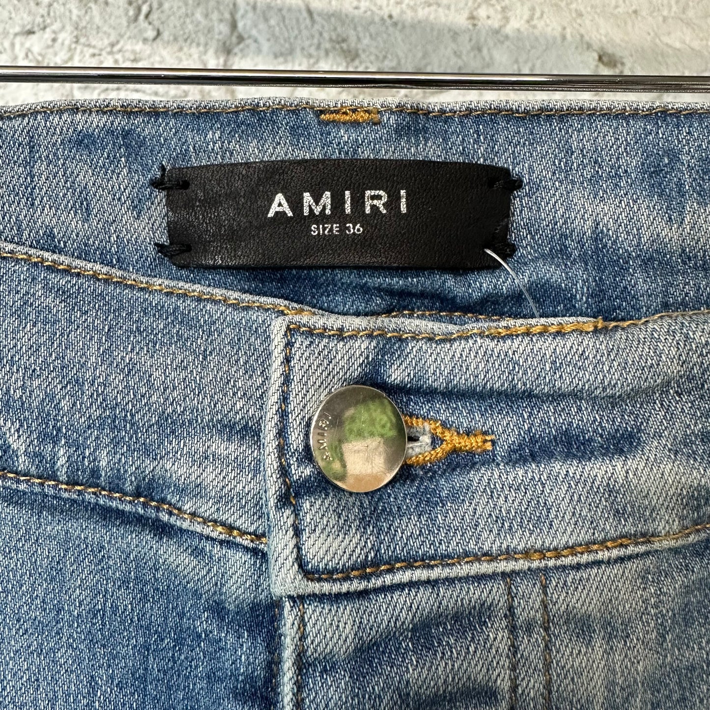 Amiri Camo Bones Blue Denim Jeans Sz 36