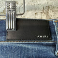 Amiri Purple Old English Spell Dark Blue Denim Jeans Sz 36