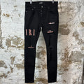 Amiri Red Tie-Dye Core Logo Black Denim Jeans Sz 31