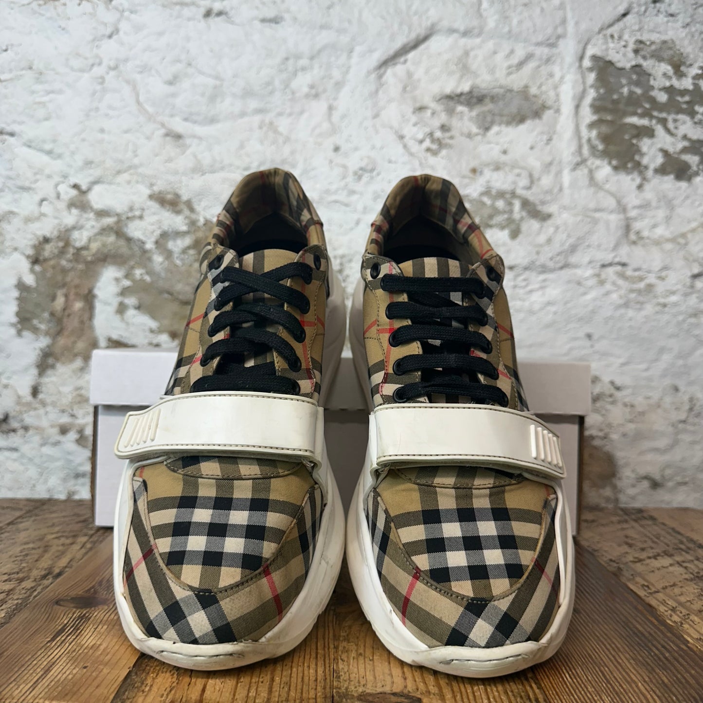 Burberry Ramsey Tan Plaid White Sneaker Sz 11 (44)