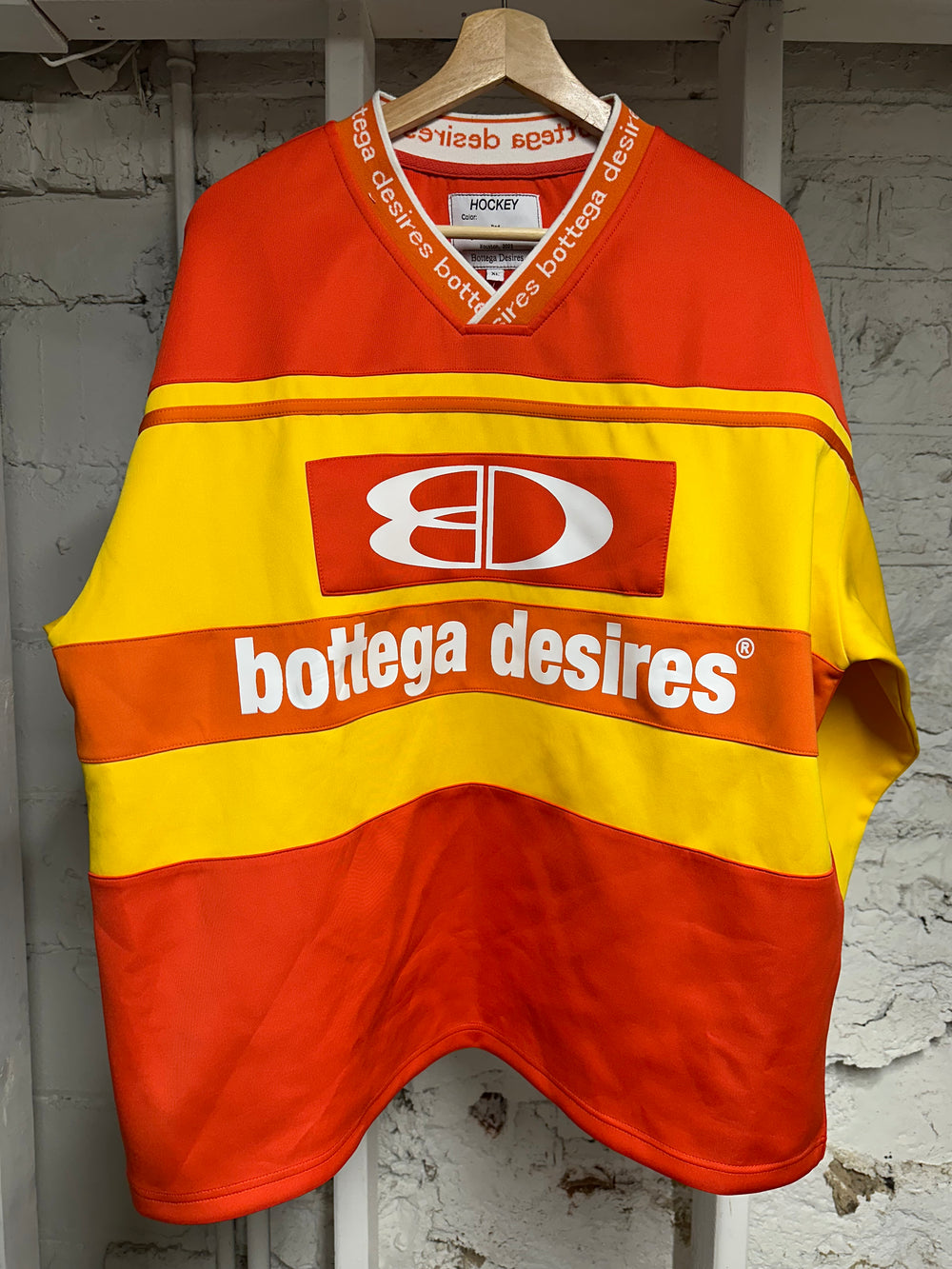 Bottega Desires Orange Hockey Jersey Sz XL