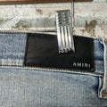 Amiri MX1 Green Suede Light Blue Denim Jeans Sz 30