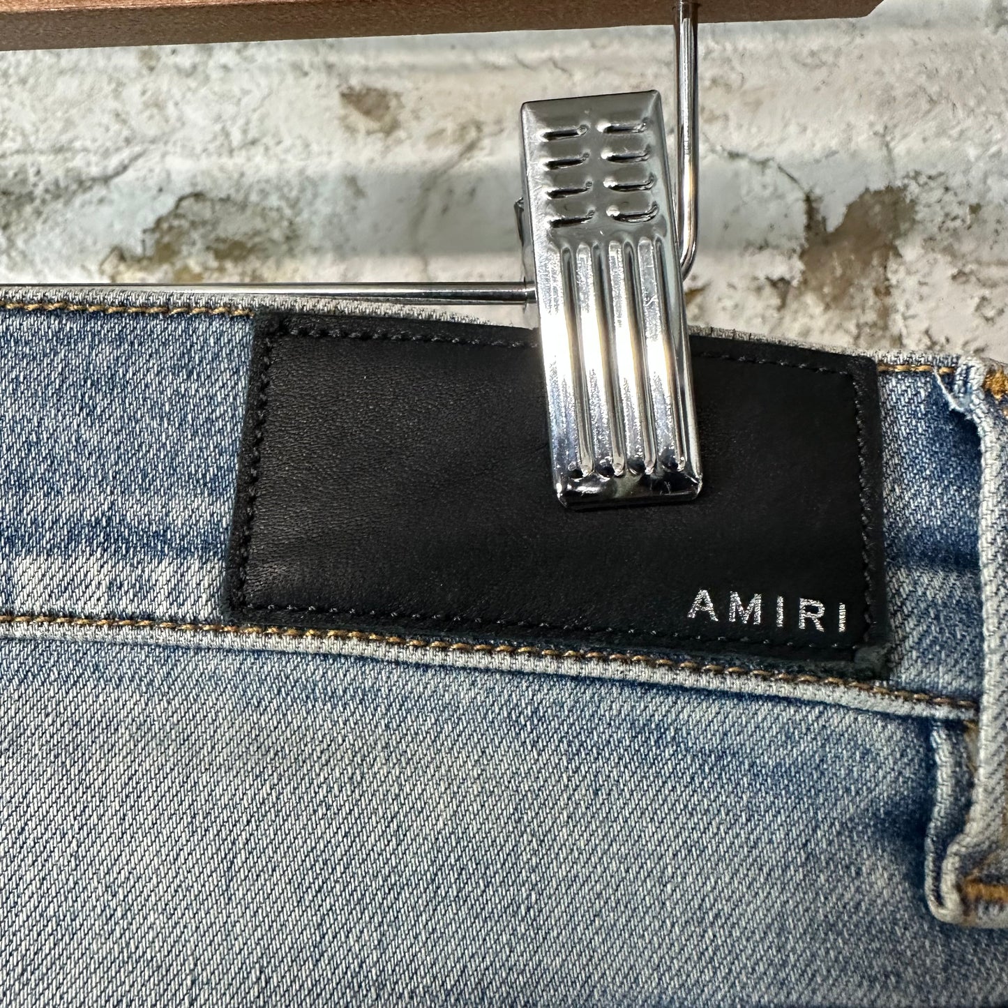 Amiri MX1 Green Suede Light Blue Denim Jeans Sz 30