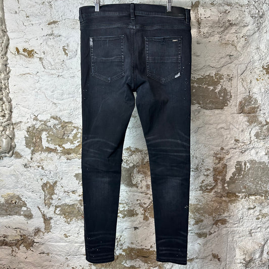 Amiri MX1 Brown Plaid Flannel Black Denim Jeans Sz 36