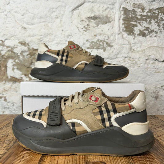 Burberry Ramsey Tan Plaid Gray Sneaker Sz 11 (44)