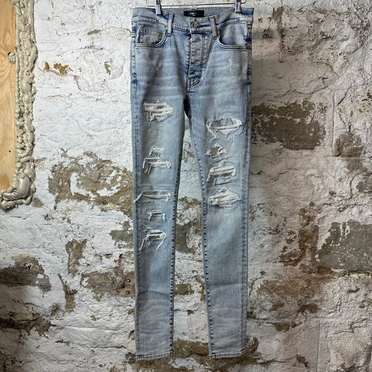 Amiri Crystal Thrasher Blue Denim Jeans Sz 31