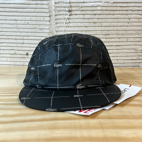 Supreme Lacoste Reflective Grid Nylon Camp Cap Black Hat
