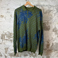 Louis Vuitton Blue Green Monogram Knitted Polo L/s Sz XL