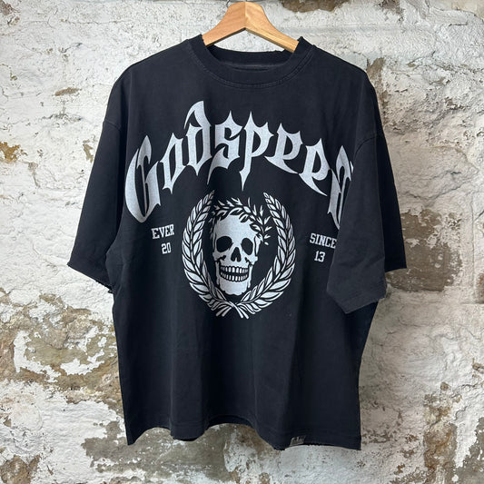 Godspeed Wreath Skull Black T-Shirt Sz M DS