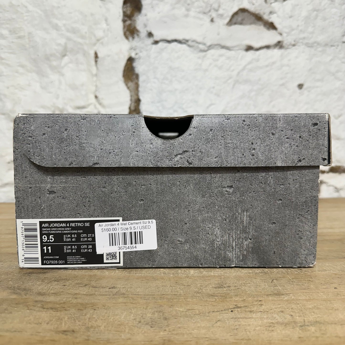Air Jordan 4 Wet Cement Sz 9.5