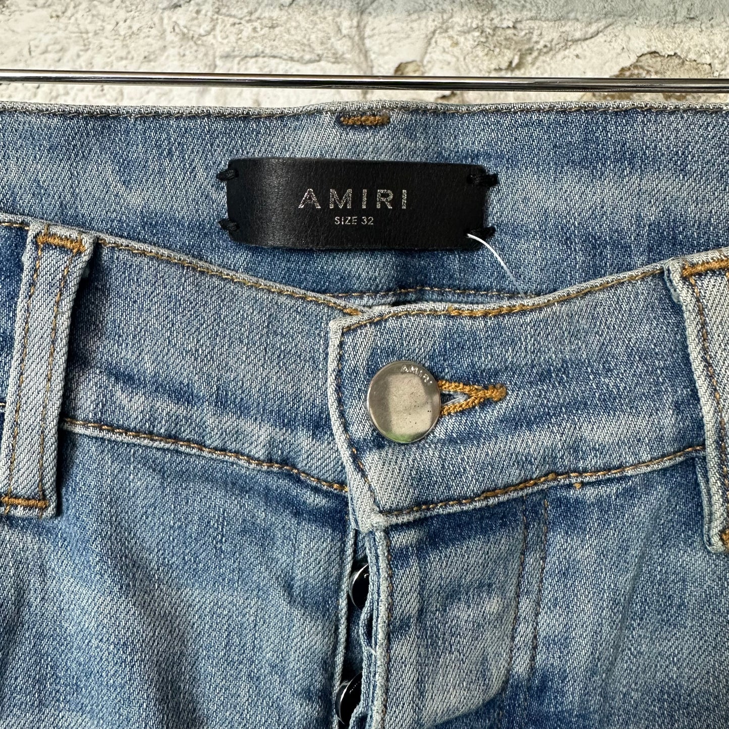 Amiri MX1 Dark Blue Paisley Blue Denim Jeans Sz 32