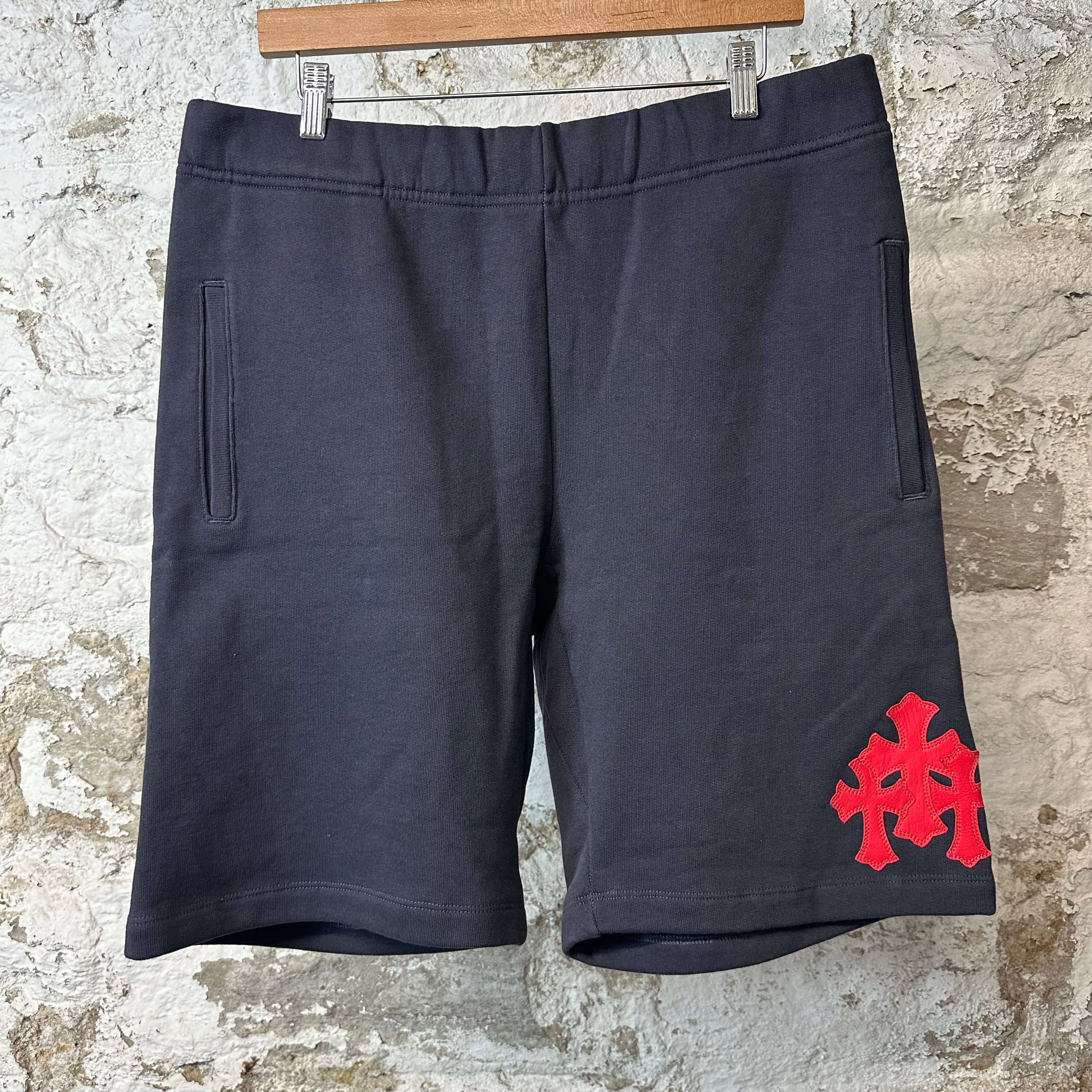 Chrome Hearts Leather Crosses Paper Jam Navy Shorts Sz L