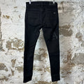 Amiri Black Leather Stagger Black Waxed Denim Jeans Sz 29