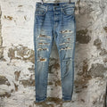 Amiri Leopard Thrasher Blue Denim Jeans Sz 31