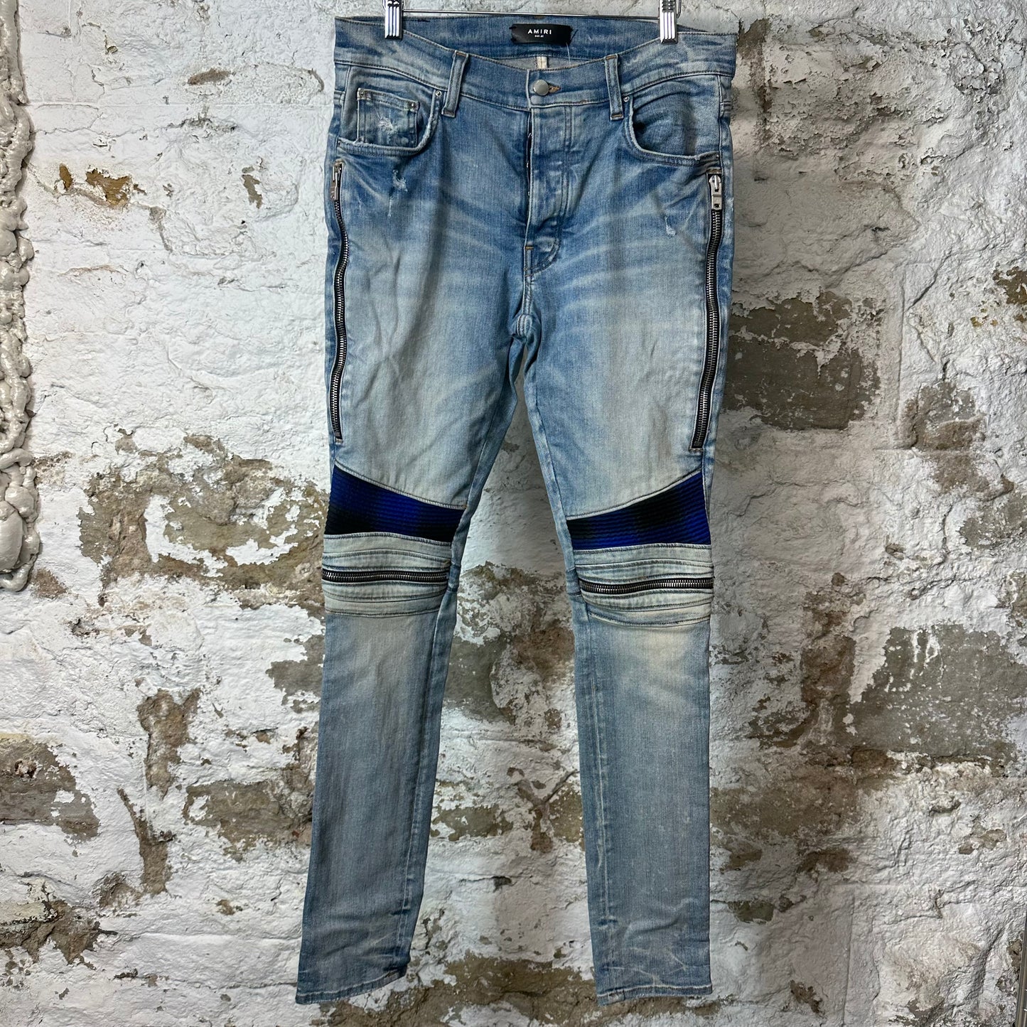 Amiri MX2 Blue Black Patch Blue Denim Jeans Sz 32