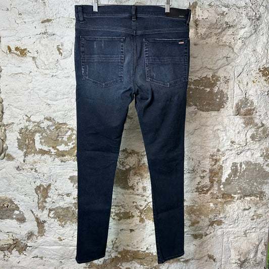 Amiri MX1 Red Suede Faded Black Denim Jeans Sz 34