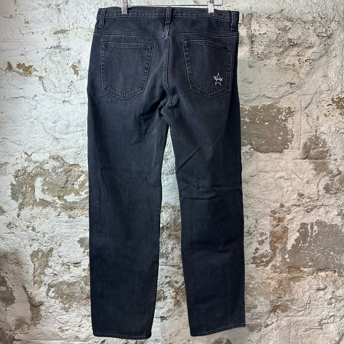 Supreme Star Logo Regular Washed Black Jeans Sz 32