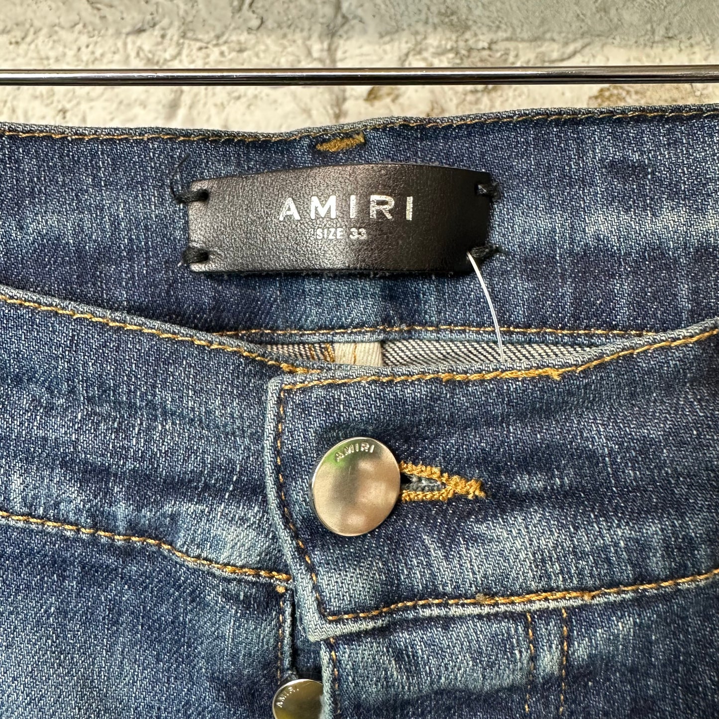 Amiri Plain Dark Blue Distressed Denim Jeans Sz 33