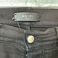 Amiri MX1 Black Leather Black Denim Jeans Sz 33