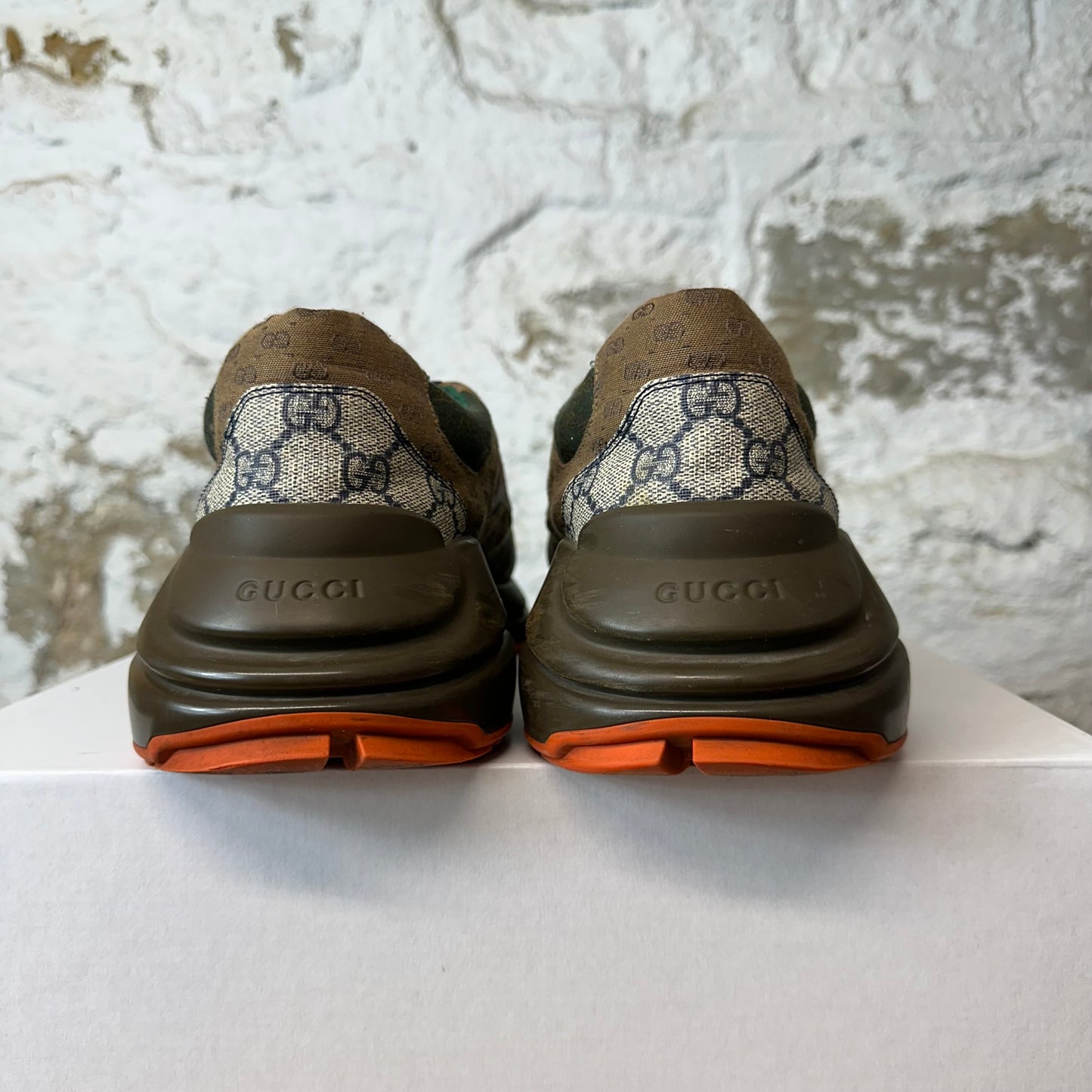 Gucci Rhtyon Multicolor GG Monogram Brown Sneaker Sz 11