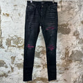 Amiri MX1 Cracked Pink Black Denim Jeans Sz 31