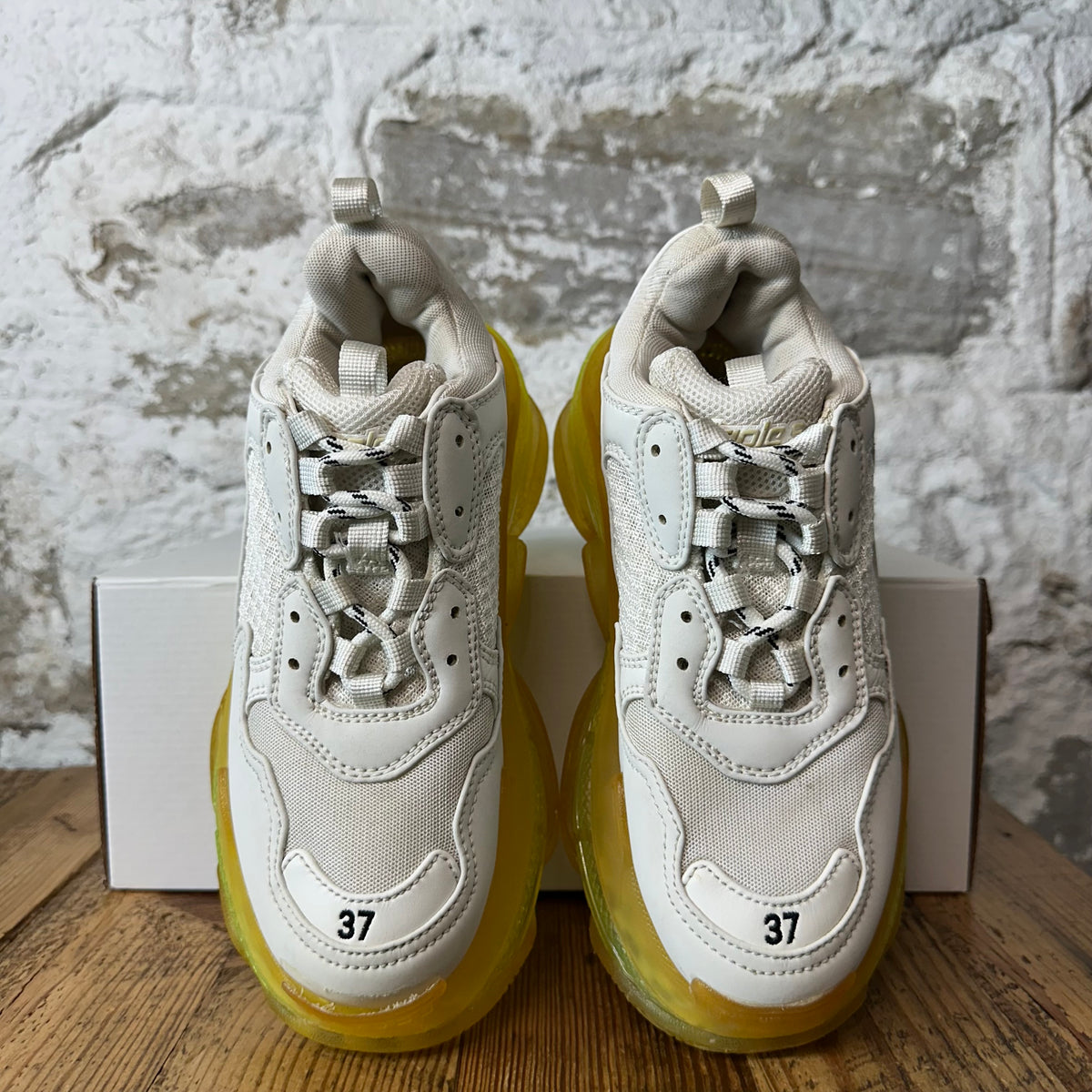 Balenciaga Triple S White Yellow Clear Sole Sneaker Sz 5 (37)